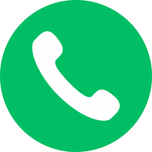 Phone call icon with a white handset on a green circular background.