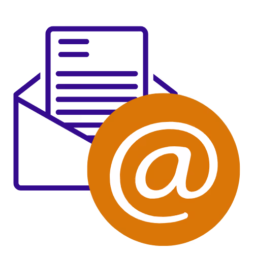 Orange @ symbol over an envelope representing email communication.